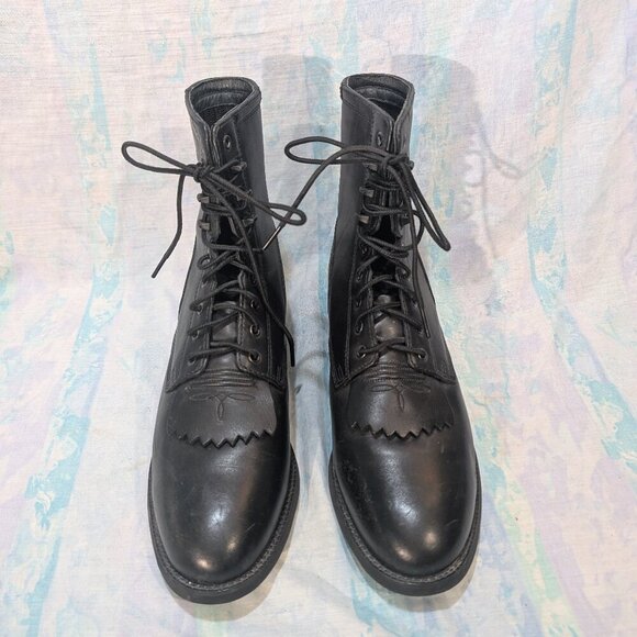 Ariat Heritage Lacer II Black Leather Lace-Up Boots - US 9.5 EE / EUR 42.5 W - Picture 1 of 10